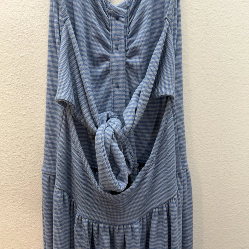 Free People Size M Nina Summer Halter Maxi Dress Coastal Boho Striped Sundress - Picture 6 of 12
